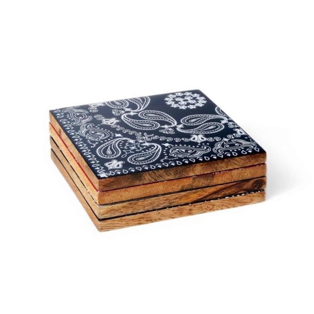 Levi’s 4pk Enameled Wood Bandana Print Coaster Set